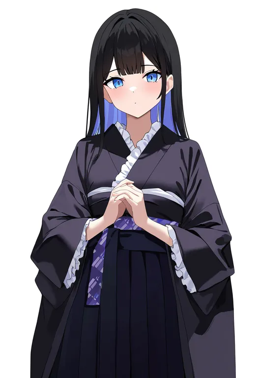 masterpiece, best quality, newest, absurdres, highres, safe, frilled_kimono, 1girl, solo, simple_background — by k3scat, made with ComfyUI