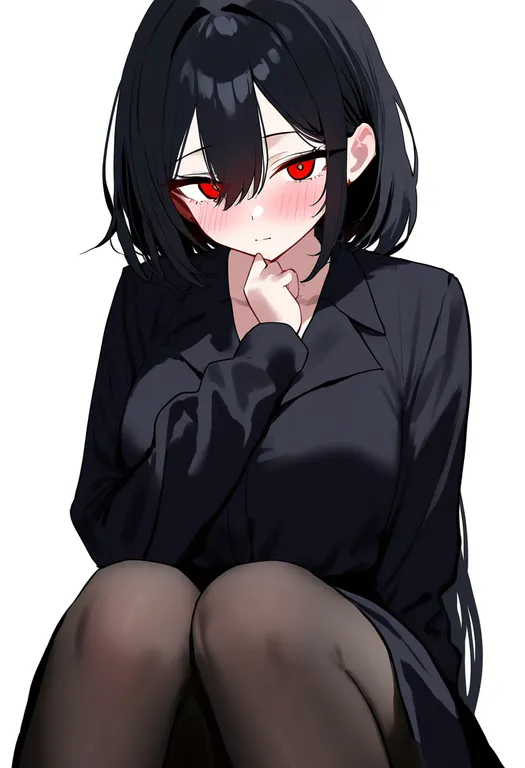 masterpiece, best quality, newest, absurdres, highres, safe, knee_blush, 1girl, solo, simple_background — by k3scat, made with ComfyUI