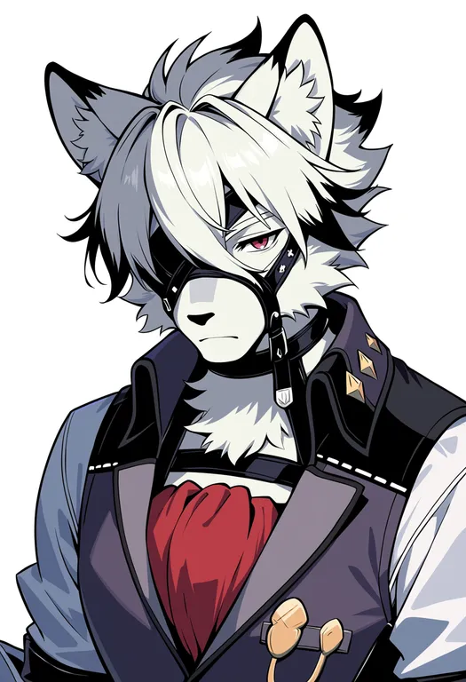 masterpiece, best quality, score_7, safe, von lycaon, solo, upper body, simple background — by k3scat, made with ComfyUI