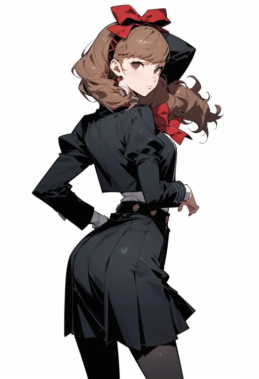 masterpiece, best quality, score_7, safe, persona 2 batsu, solo, simple background — by k3scat, made with ComfyUI