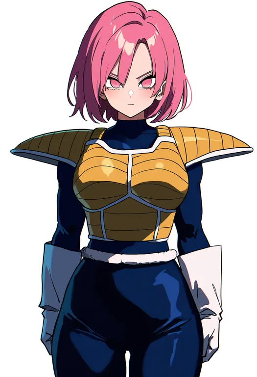masterpiece, best quality, newest, absurdres, highres, safe, saiyan_armor, 1girl, solo, simple_background — by k3scat, made with ComfyUI