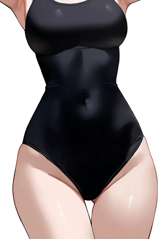 masterpiece, best quality, newest, absurdres, highres, safe, black_one-piece_swimsuit, 1girl, solo, simple_background — by k3scat, made with ComfyUI