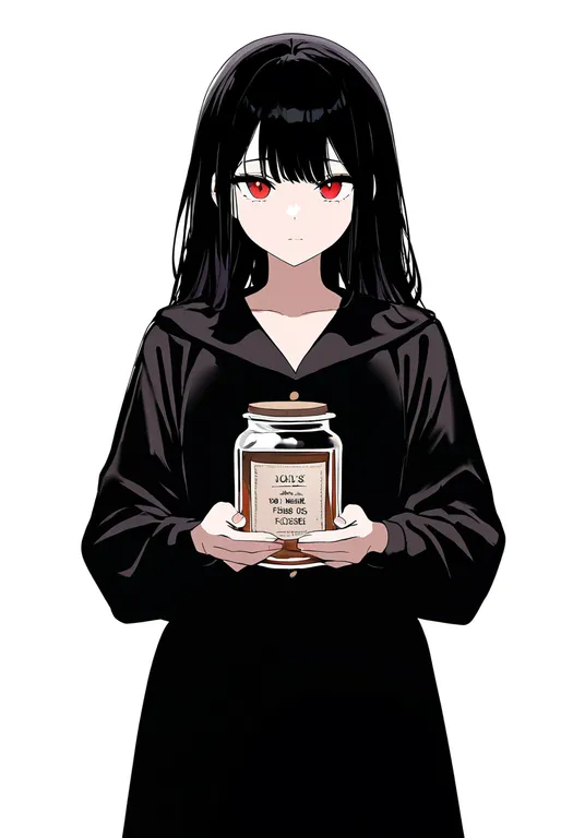 masterpiece, best quality, newest, absurdres, highres, safe, holding_jar, 1girl, solo, simple_background — by k3scat, made with ComfyUI