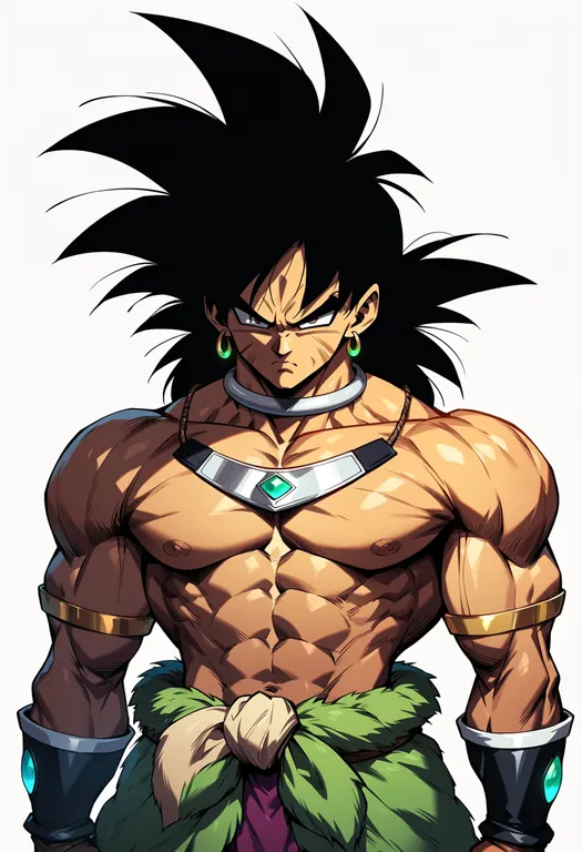 masterpiece, best quality, score_7, safe, broly (dragon ball z), dragon ball z, solo, upper body, simple background — by k3scat, made with ComfyUI