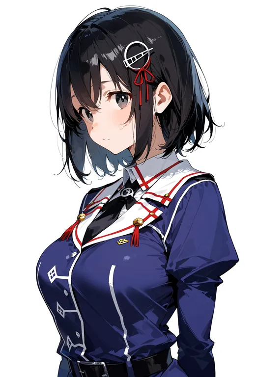 masterpiece, best quality, score_7, safe, haguro (kancolle), solo, upper body, simple background — by k3scat, made with ComfyUI