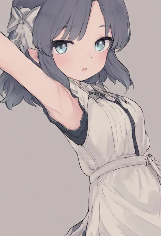 masterpiece, best quality, general, presenting armpit, 1girl, solo, simple background — by k3scat, made with ComfyUI