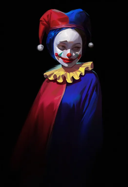 masterpiece, best quality, newest, absurdres, highres, safe, clown, 1girl, solo, simple_background — by k3scat, made with ComfyUI
