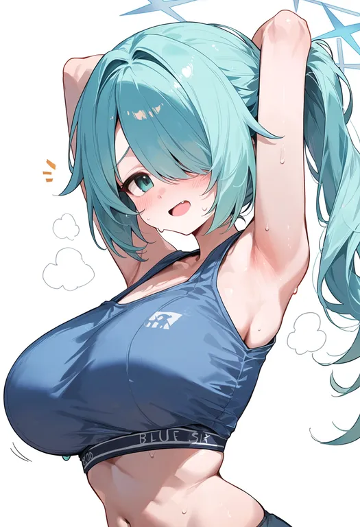masterpiece, best quality, score_7, safe, hiyori (blue archive), blue archive, solo, upper body, simple background — by k3scat, made with ComfyUI