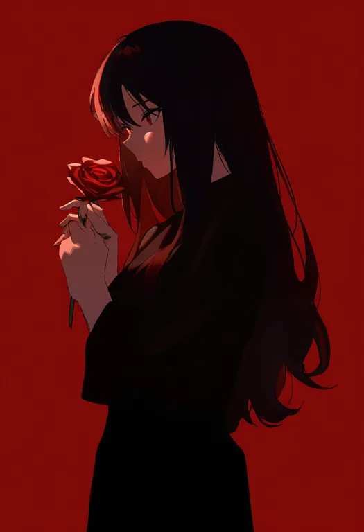 masterpiece, best quality, newest, absurdres, highres, safe, orange_rose, 1girl, solo, simple_background — by k3scat, made with ComfyUI