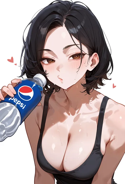 masterpiece, best quality, score_7, safe, pepsi, solo, upper body, simple background — by k3scat, made with ComfyUI