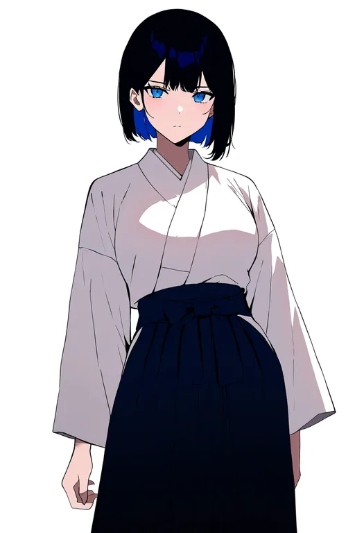 masterpiece, best quality, newest, absurdres, highres, safe, hakama_shorts, 1girl, solo, simple_background — by k3scat, made with ComfyUI