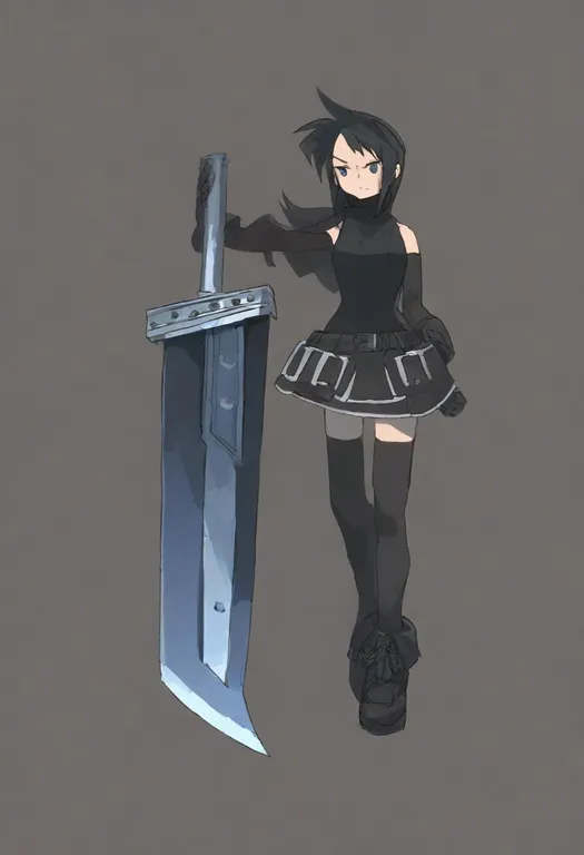 masterpiece, best quality, general, buster sword, 1girl, solo, simple background — by k3scat, made with ComfyUI