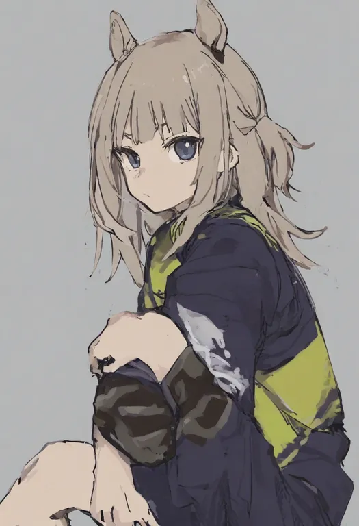masterpiece, best quality, general, two-tone shirt, 1girl, solo, simple background — by k3scat, made with ComfyUI