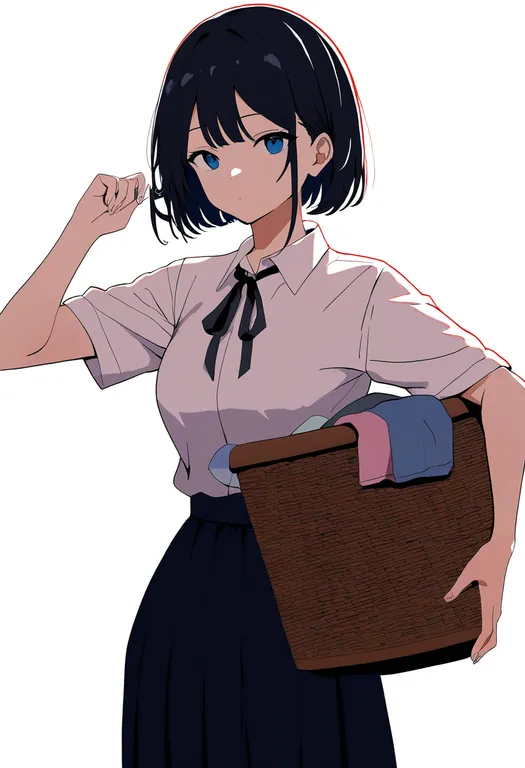 masterpiece, best quality, newest, absurdres, highres, safe, laundry_basket, 1girl, solo, simple_background — by k3scat, made with ComfyUI