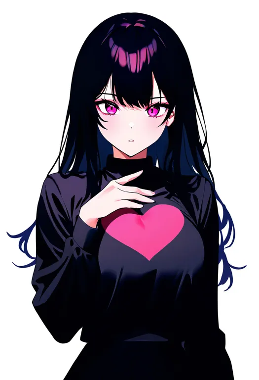 masterpiece, best quality, newest, absurdres, highres, safe, heart_on_chest, 1girl, solo, simple_background — by k3scat, made with ComfyUI