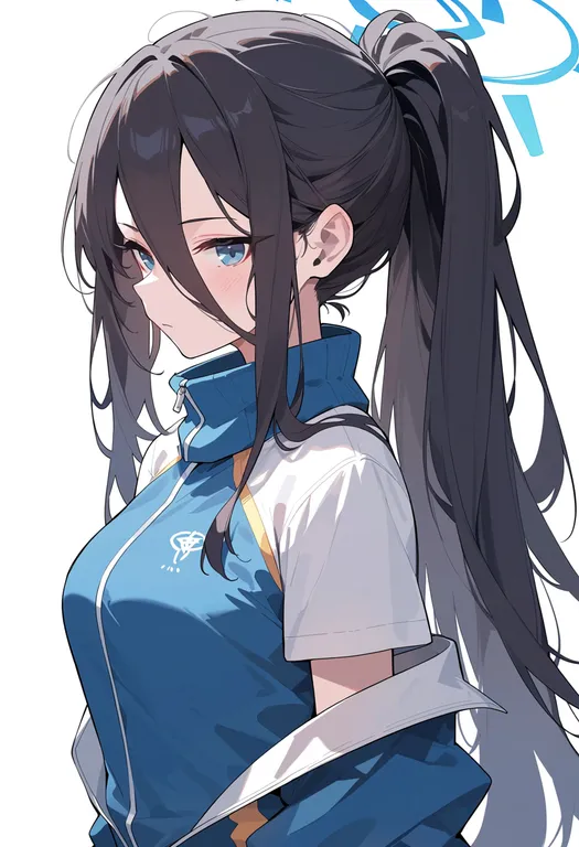 masterpiece, best quality, score_7, safe, mika (track) (blue archive), blue archive, solo, upper body, simple background — by k3scat, made with ComfyUI
