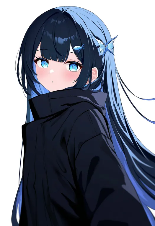 masterpiece, best quality, newest, absurdres, highres, safe, fish_hair_ornament, 1girl, solo, simple_background — by k3scat, made with ComfyUI