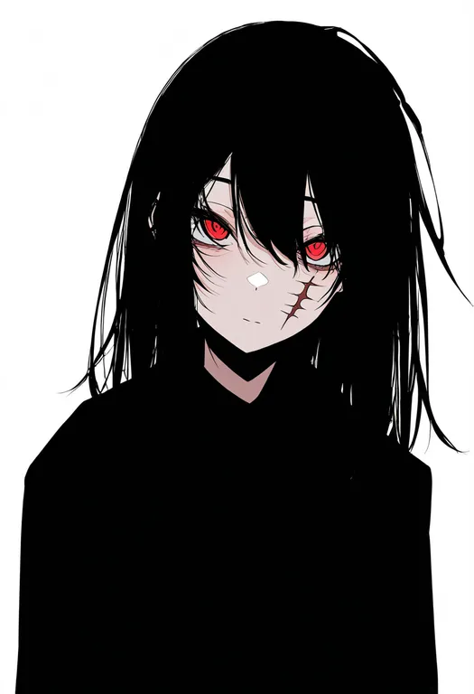 masterpiece, best quality, newest, absurdres, highres, safe, scar_on_face, 1girl, solo, simple_background — by k3scat, made with ComfyUI