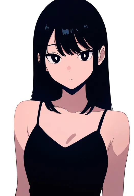 masterpiece, best quality, newest, absurdres, highres, safe, black_camisole, 1girl, solo, simple_background — by k3scat, made with ComfyUI