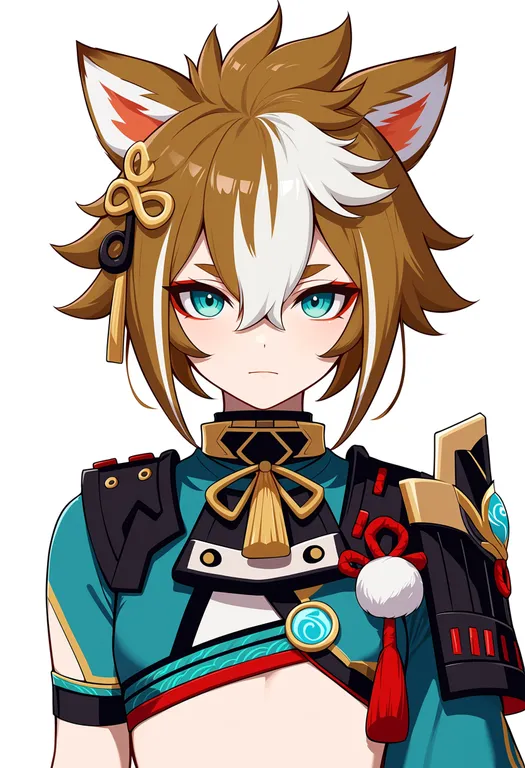 masterpiece, best quality, score_7, safe, gorou (genshin impact), genshin impact, solo, upper body, simple background — by k3scat, made with ComfyUI