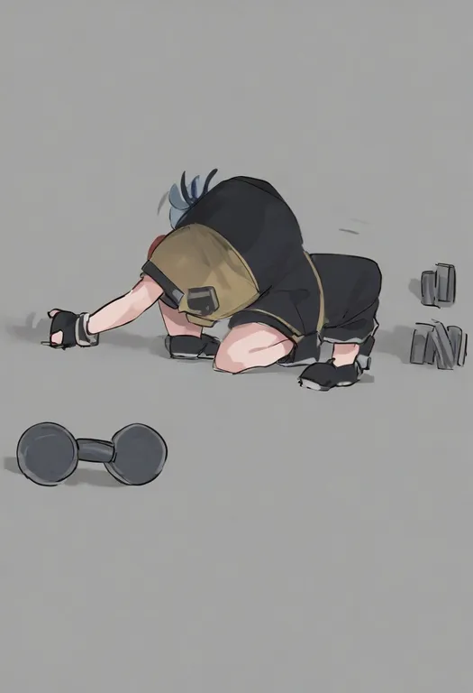 masterpiece, best quality, general, dumbbell, 1girl, solo, simple background — by k3scat, made with ComfyUI