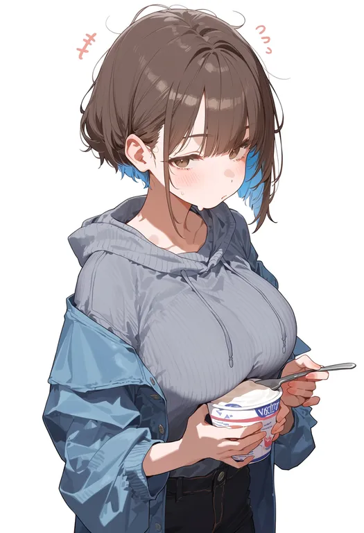 masterpiece, best quality, score_7, safe, yogurt, 1girl, solo, upper body, simple background — by k3scat, made with ComfyUI