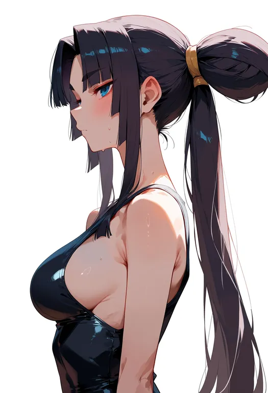 masterpiece, best quality, score_7, safe, ushiwakamaru (fate), solo, upper body, simple background — by k3scat, made with ComfyUI