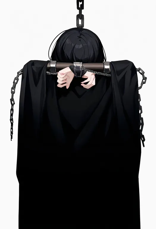 masterpiece, best quality, newest, absurdres, highres, safe, chained_wrists, 1girl, solo, simple_background — by k3scat, made with ComfyUI