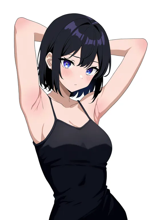 masterpiece, best quality, newest, absurdres, highres, safe, spread_armpit, 1girl, solo, simple_background — by k3scat, made with ComfyUI