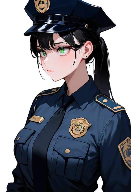 masterpiece, best quality, newest, absurdres, highres, safe, police_uniform, 1girl, solo, simple_background — by k3scat, made with ComfyUI