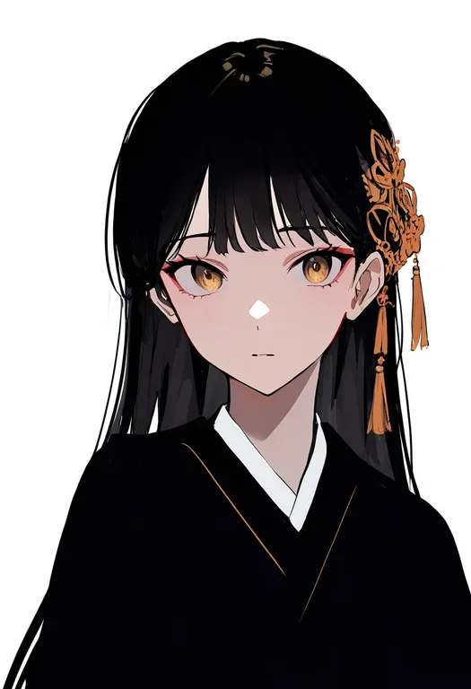 masterpiece, best quality, newest, absurdres, highres, safe, tassel_hair_ornament, 1girl, solo, simple_background — by k3scat, made with ComfyUI