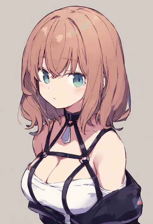 masterpiece, best quality, general, o-ring top, 1girl, solo, simple background — by k3scat, made with ComfyUI