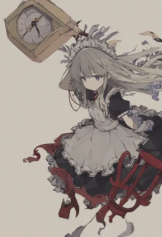 masterpiece, best quality, general, clock, 1girl, solo, simple background — by k3scat, made with ComfyUI
