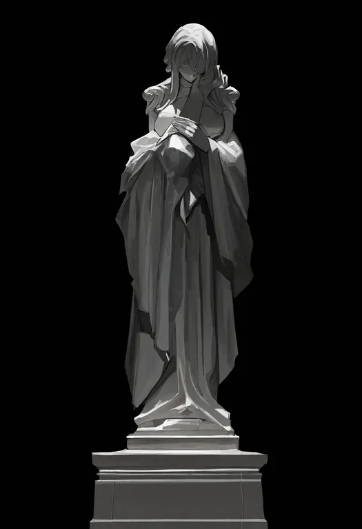 masterpiece, best quality, newest, absurdres, highres, safe, statue, 1girl, solo, simple_background — by k3scat, made with ComfyUI