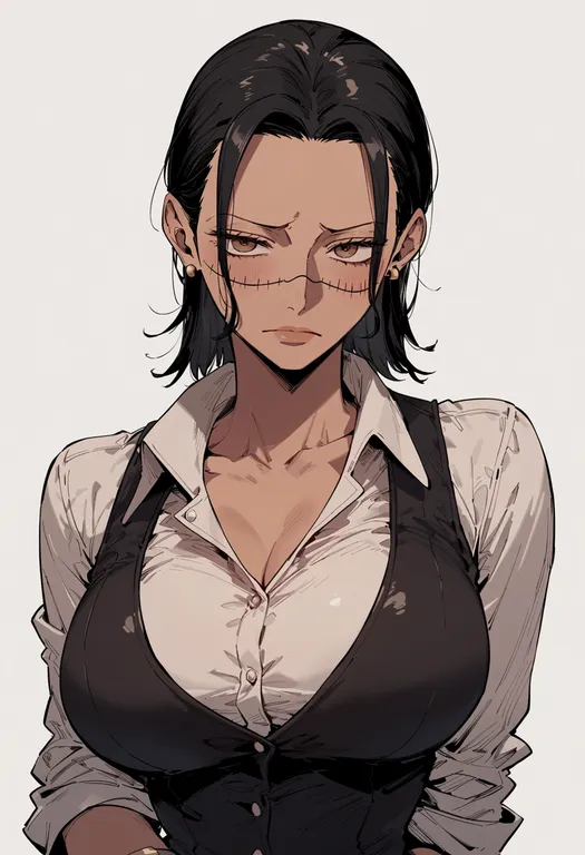 masterpiece, best quality, score_7, safe, crocodile (one piece), one piece, solo, upper body, simple background — by k3scat, made with ComfyUI