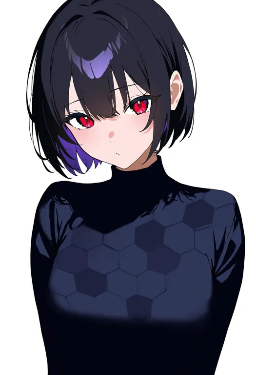 masterpiece, best quality, newest, absurdres, highres, safe, hexagon_print, 1girl, solo, simple_background — by k3scat, made with ComfyUI