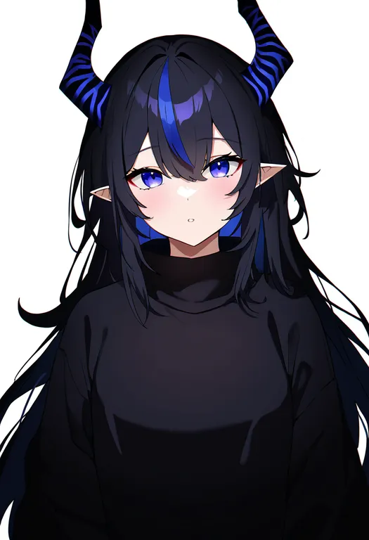 masterpiece, best quality, newest, absurdres, highres, safe, striped_horns, 1girl, solo, simple_background — by k3scat, made with ComfyUI
