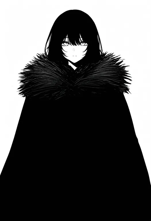 masterpiece, best quality, newest, absurdres, highres, safe, fur_cape, 1girl, solo, simple_background — by k3scat, made with ComfyUI