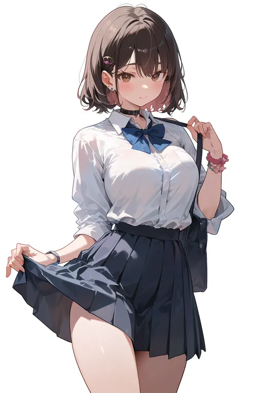 masterpiece, best quality, score_7, safe, shunki gentei poco a poco!, solo, simple background — by k3scat, made with ComfyUI