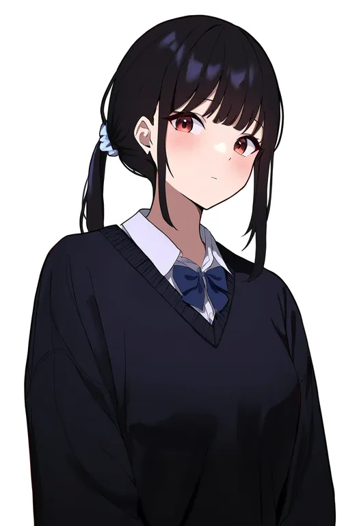 masterpiece, best quality, newest, absurdres, highres, safe, ear_scrunchie, 1girl, solo, simple_background — by k3scat, made with ComfyUI