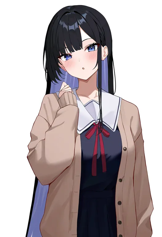 masterpiece, best quality, newest, absurdres, highres, safe, open_cardigan, 1girl, solo, simple_background — by k3scat, made with ComfyUI