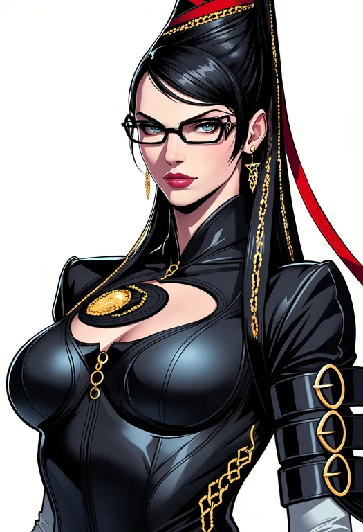 masterpiece, best quality, score_7, safe, bayonetta, solo, upper body, simple background — by k3scat, made with ComfyUI