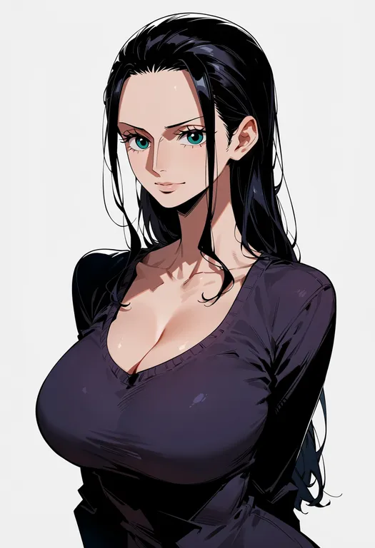 masterpiece, best quality, score_7, safe, nico robin, one piece, solo, upper body, simple background — by k3scat, made with ComfyUI