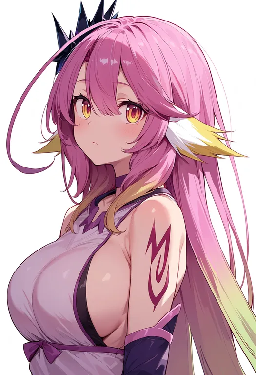 masterpiece, best quality, score_7, safe, jibril (no game no life), no game no life, solo, upper body, simple background — by k3scat, made with ComfyUI
