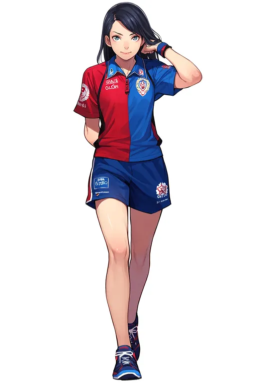 masterpiece, best quality, score_7, safe, 2012 summer olympics, solo, full body, simple background — by k3scat, made with ComfyUI