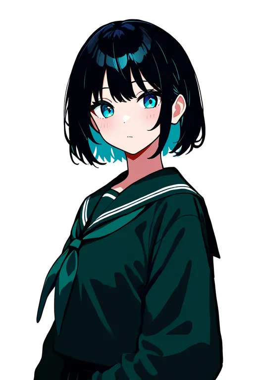 masterpiece, best quality, newest, absurdres, highres, safe, green_sailor_collar, 1girl, solo, simple_background — by k3scat, made with ComfyUI