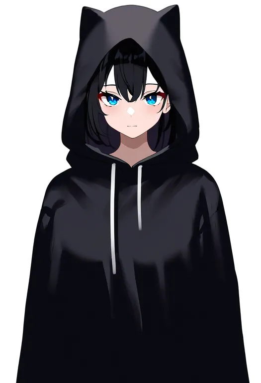 masterpiece, best quality, newest, absurdres, highres, safe, animal_hood, 1girl, solo, simple_background — by k3scat, made with ComfyUI