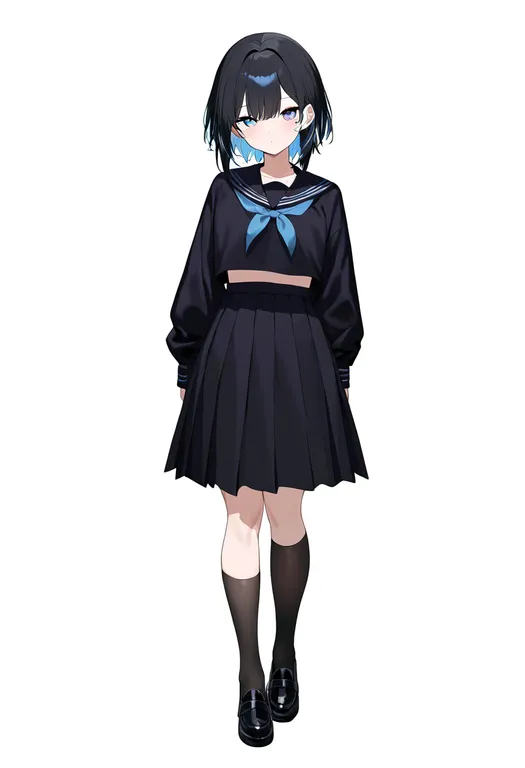 masterpiece, best quality, newest, absurdres, highres, safe, single_kneehigh, 1girl, solo, simple_background — by k3scat, made with ComfyUI