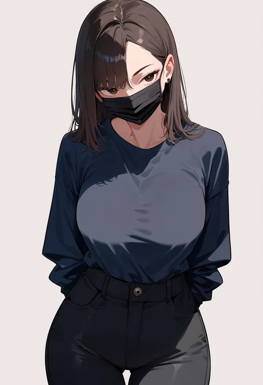 masterpiece, best quality, score_7, safe, masked, 1girl, solo, simple background — by k3scat, made with ComfyUI