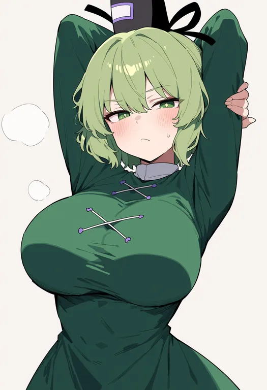 masterpiece, best quality, score_7, safe, soga no tojiko, touhou, solo, upper body, simple background — by k3scat, made with ComfyUI